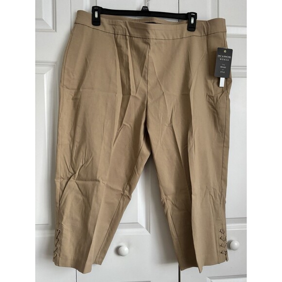 ZAC & RACHEL WOMEN'S PANTS CAPRI CHINO SLIM CROP SIZE 22W PULLOVER STRETCH 037 - Picture 1 of 6
